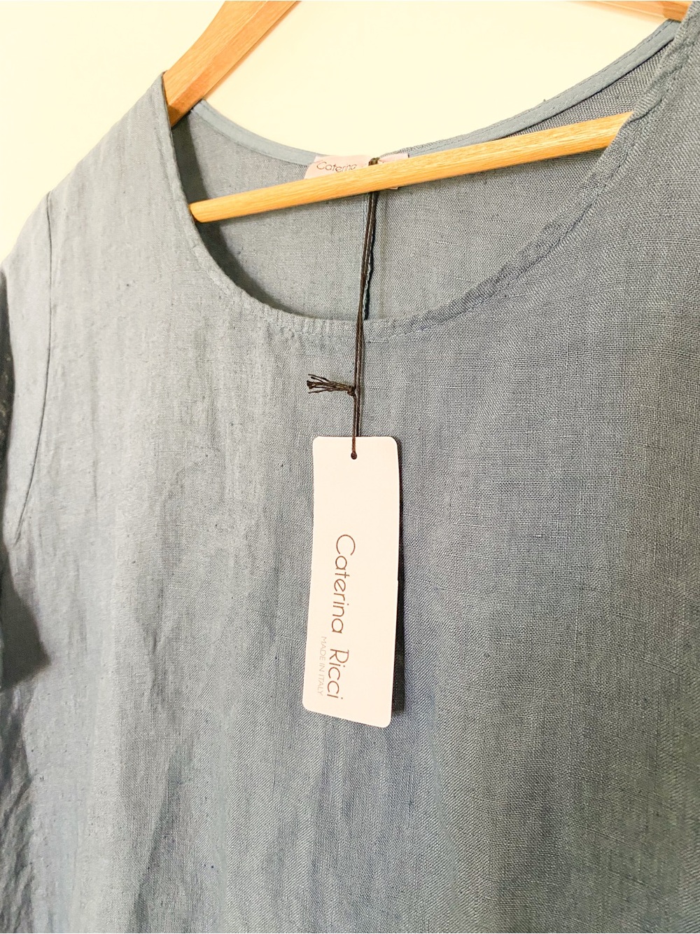 CATERINA RICCI | 100% Linen Asymmetrical Midi Dress | Relaxed Coastal Minimalist - Picture 3 of 6